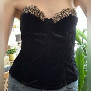 Vintage velvet lingerie corset top
